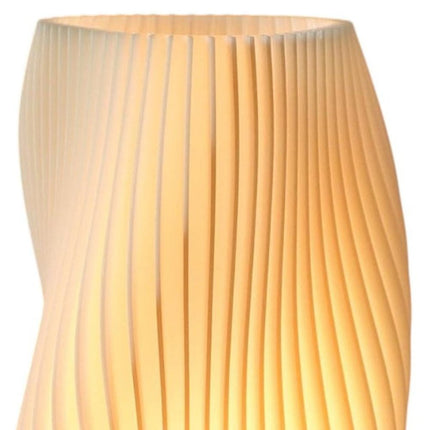 9" Beige And Natural Wavy Geometric Battery Operated Table Lamp