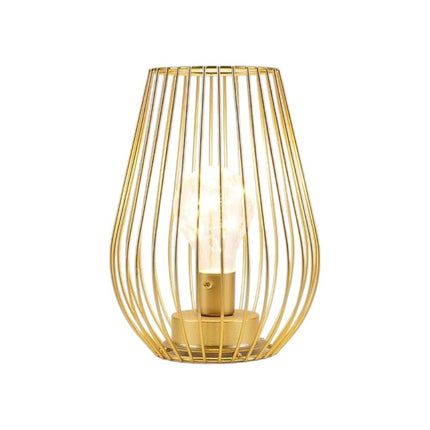 8" Gold Geometric Novelty Lantern With Novelty Shade
