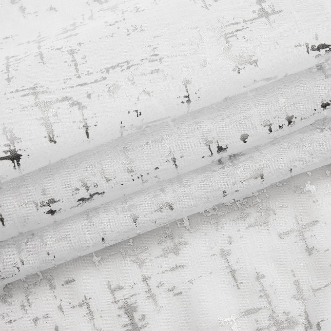 72" White And Silver Abstract Shower Curtain