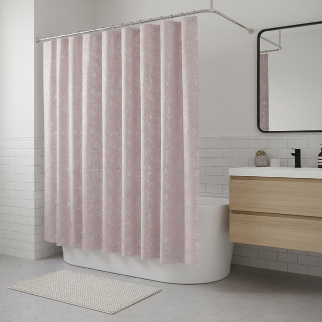 72" Blush And Silver Abstract Shower Curtain