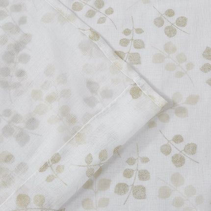 72" White And Gold Floral Shower Curtain