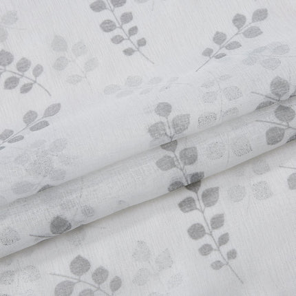 72" White And Silver Floral Shower Curtain