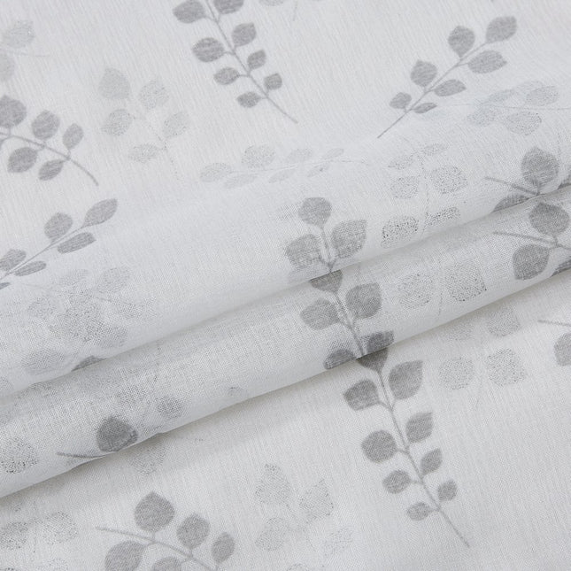 72" White And Silver Floral Shower Curtain