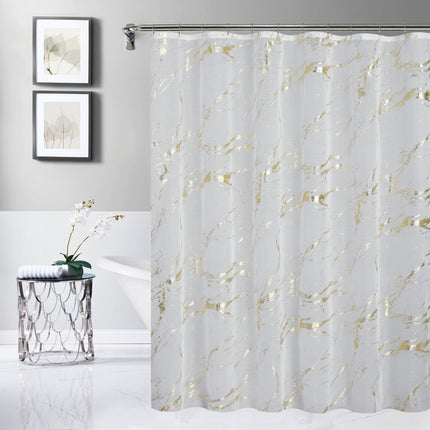 72" White And Gold Abstract Shower Curtain