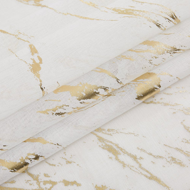 72" White And Gold Abstract Shower Curtain