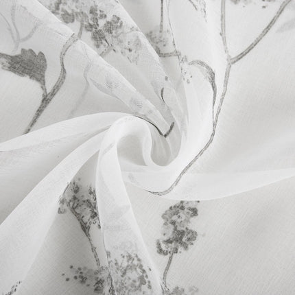 72" White And Gray Floral Shower Curtain