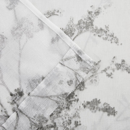 72" White And Gray Floral Shower Curtain