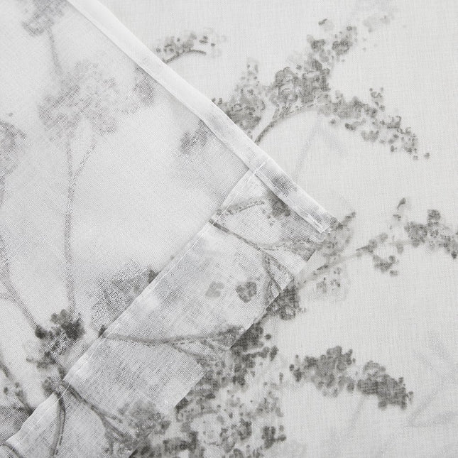 72" White And Gray Floral Shower Curtain