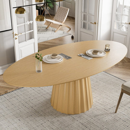 67" Natural Wood Double Pedestal Base Oval Dining Table