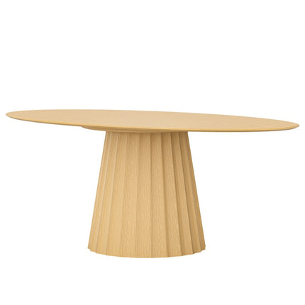 67" Natural Wood Double Pedestal Base Oval Dining Table