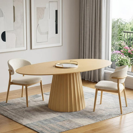 67" Natural Wood Double Pedestal Base Oval Dining Table