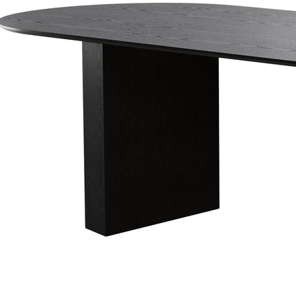 86" Black Wood Double Pedestal Base Oval Dining Table