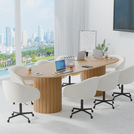 86" Natural Wood Double Pedestal Base Oval Dining Table
