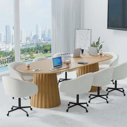 86" Natural Wood Double Pedestal Base Oval Dining Table