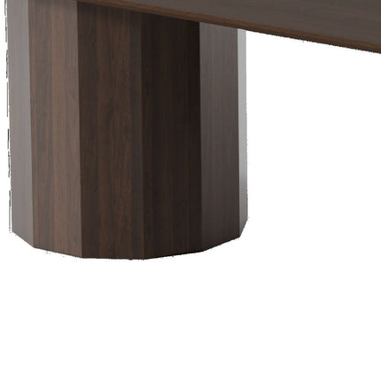 86" Walnut Solid Wood Double Pedestal Base Oval Dining Table