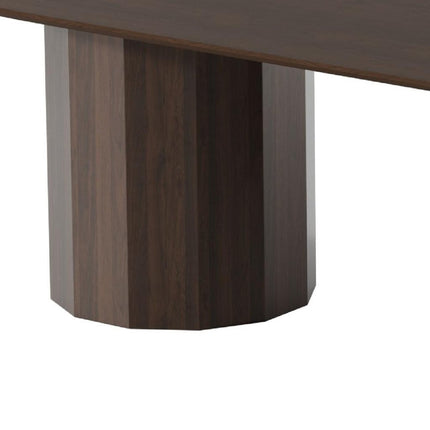 86" Walnut Solid Wood Double Pedestal Base Oval Dining Table