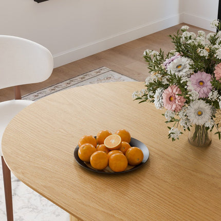 86" Natural Wood Double Pedestal Base Oval Dining Table