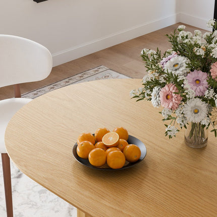 86" Natural Wood Double Pedestal Base Oval Dining Table
