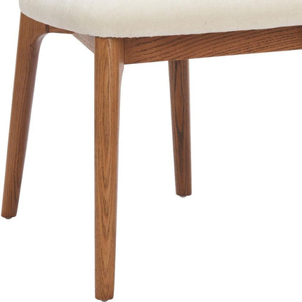 Set of Two White and Brown Upholstery Open Back Dining Side Chairs