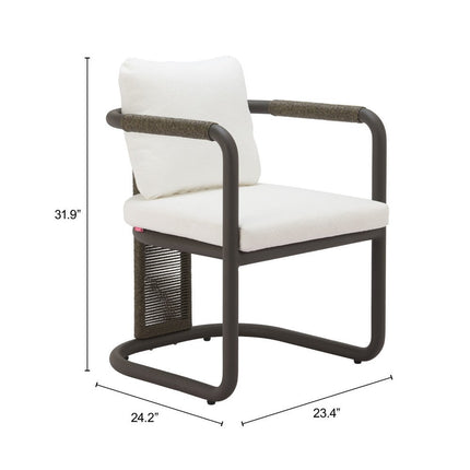 Set of Two Ivory and Black Slipcovered Upholstery Dining Arm Chairs