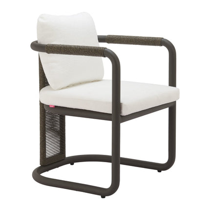 Set of Two Ivory and Black Slipcovered Upholstery Dining Arm Chairs