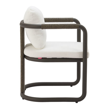 Set of Two Ivory and Black Slipcovered Upholstery Dining Arm Chairs