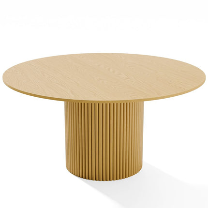 60" Natural Solid Wood Pedestal Base Round Top Dining Table