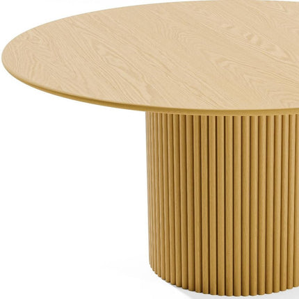 60" Natural Solid Wood Pedestal Base Round Top Dining Table