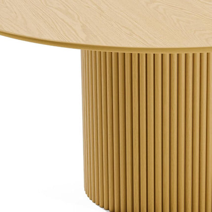 60" Natural Solid Wood Pedestal Base Round Top Dining Table