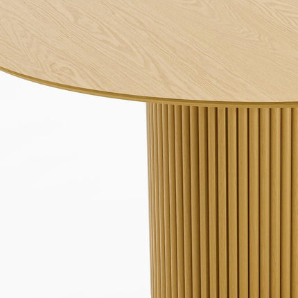 60" Natural Solid Wood Pedestal Base Round Top Dining Table