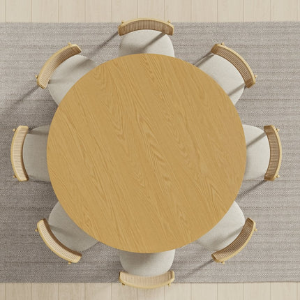 60" Natural Solid Wood Pedestal Base Round Top Dining Table