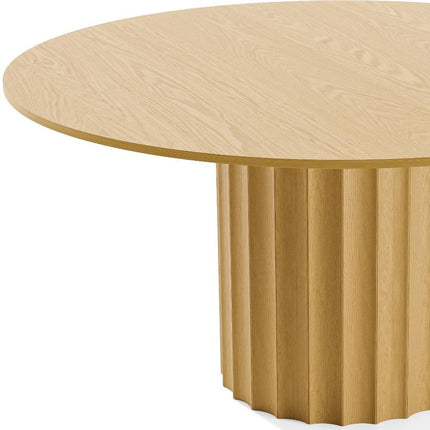 60" Natural Solid Wood Pedestal Base Round Top Dining Table