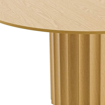 60" Natural Solid Wood Pedestal Base Round Top Dining Table
