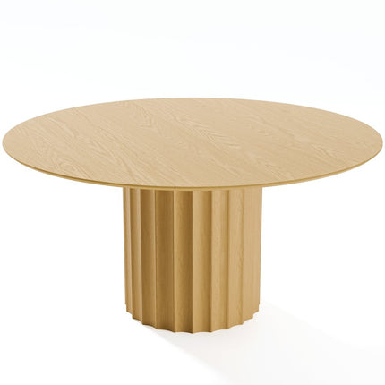 60" Natural Solid Wood Pedestal Base Round Top Dining Table