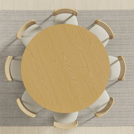 60" Natural Solid Wood Pedestal Base Round Top Dining Table