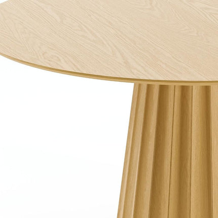60" Natural Solid Wood Pedestal Base Round Top Dining Table