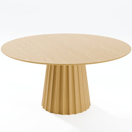 60" Natural Solid Wood Pedestal Base Round Top Dining Table