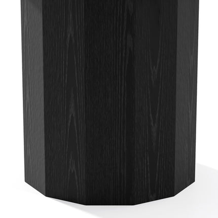 60" Black Solid Wood Pedestal Base Round Top Dining Table
