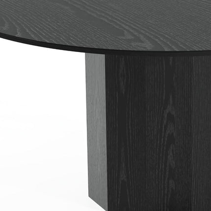 60" Black Solid Wood Pedestal Base Round Top Dining Table