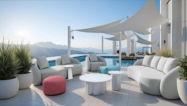 34" Green Olefin Ottoman