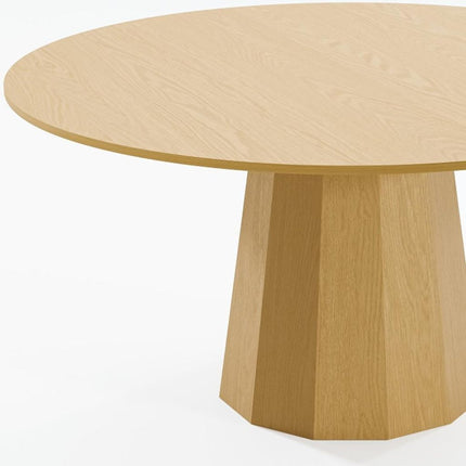 60" Oak Wood Pedestal Base Round Top Dining Table