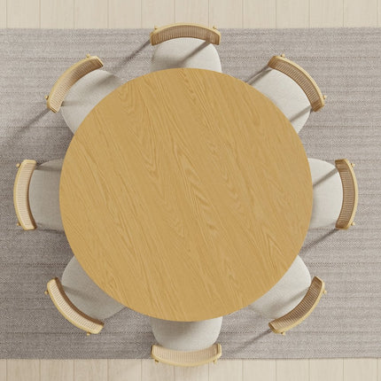 60" Oak Wood Pedestal Base Round Top Dining Table