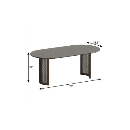 79" Walnut Wood Double Pedestal Base Oval Dining Table