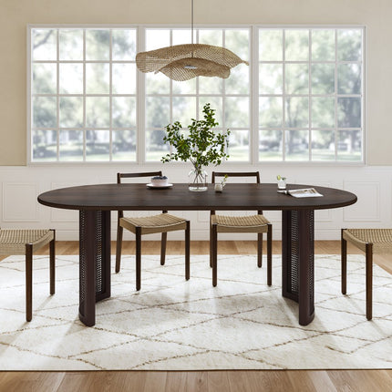 79" Walnut Wood Double Pedestal Base Oval Dining Table