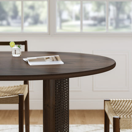 79" Walnut Wood Double Pedestal Base Oval Dining Table