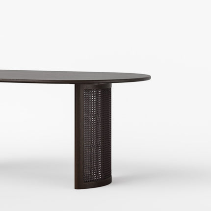 79" Walnut Wood Double Pedestal Base Oval Dining Table