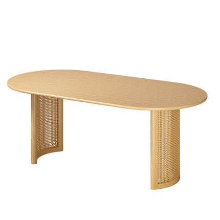 79" Natural Wood Double Pedestal Base Oval Dining Table