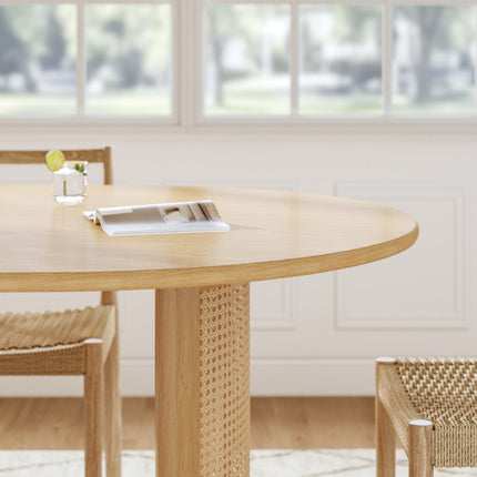 79" Natural Wood Double Pedestal Base Oval Dining Table