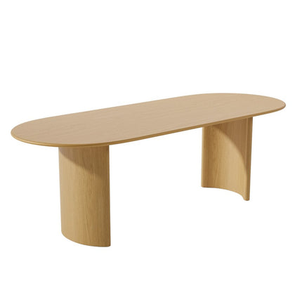 79" Natural Solid Wood Double Pedestal Base Oval Dining Table