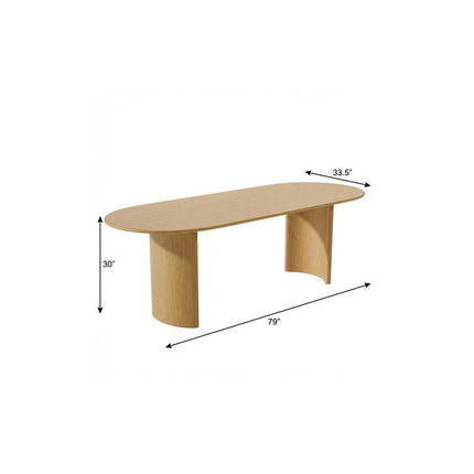 79" Natural Solid Wood Double Pedestal Base Oval Dining Table